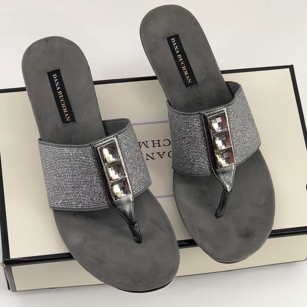 Dana Buchman Pewter Slip on Thong Sandals 9.5M
